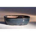 Paisaje 7.75 x 6 x 2.5 in. Ceramic Bonsai Pot - Land & Water Divider, Blue - Oval PA2529750